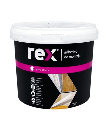 $ 13.990  GALON  ADHESIVO MONTAJE  REX 3.8 KG COLOR BLANCO