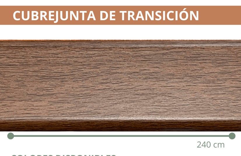 $ 9.990 TIRA   CUBREJUNTA DE TRANSICION  1X4.5X240 CMS FOLIO  SIENA