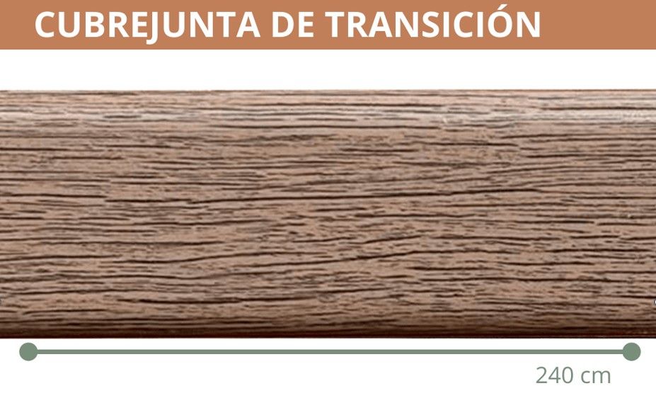 $ 9.990 TIRA   CUBREJUNTA DE TRANSICION  1X4.5X240 CMS FOLIO  NOGAL