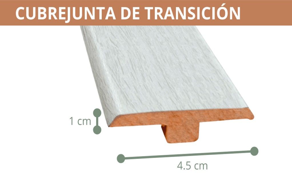 $ 9.990 TIRA   CUBREJUNTA DE TRANSICION  1X4.5X240 CMS FOLIO  BLANCO