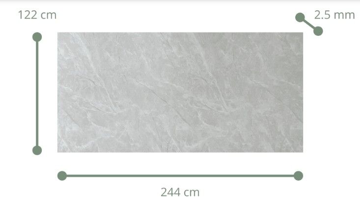 $ 6.990 M2 WALL PANEL PVC UV NOBLE GREY  MIDE: 1.22 MT X 2.44 MT  RINDE 2.9768 M2