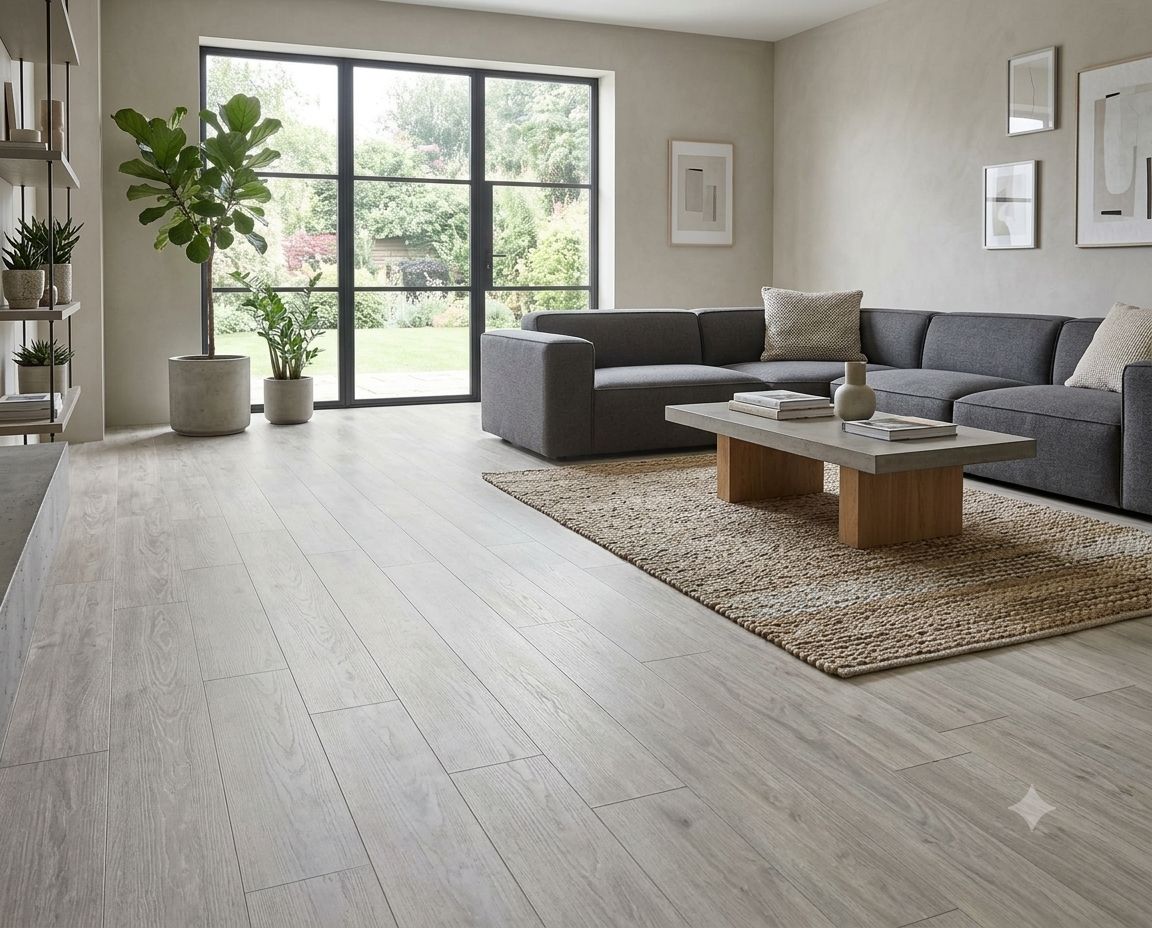 $8.990 M2  PISO FLOTANTE  7.0 MM COLOR GRIS  , AQUA PRO , 20 CM X 1.22 MT CAJA  2.196 M2