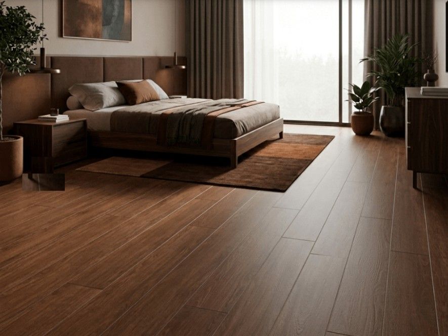 $ 13.990 M2 GRES PORCELANICO BRILLANTE NOGAL  20X120 CMS  CAJA 1,20 M2