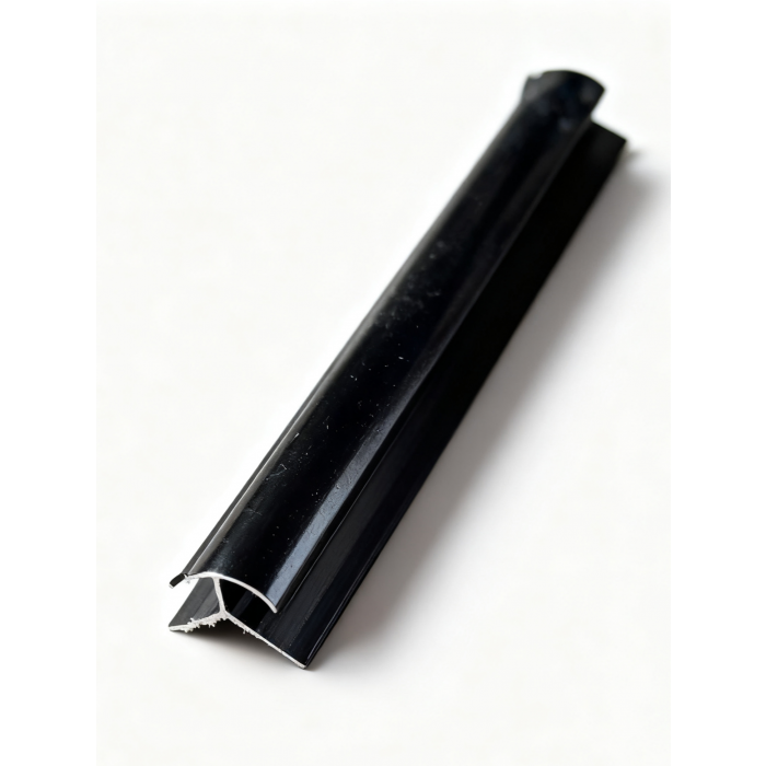 $6.990 TIRA PERFIL ALUM CURVA EXTER PANEL SPC  NEGRO LARGO 2.4 MT