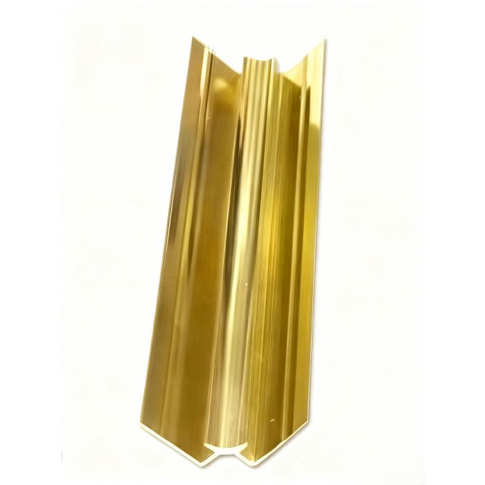 $6.990 TIRA PERFIL ALUM CURVA EXTER PANEL COLOR ORO  LARGO 2.4 MT