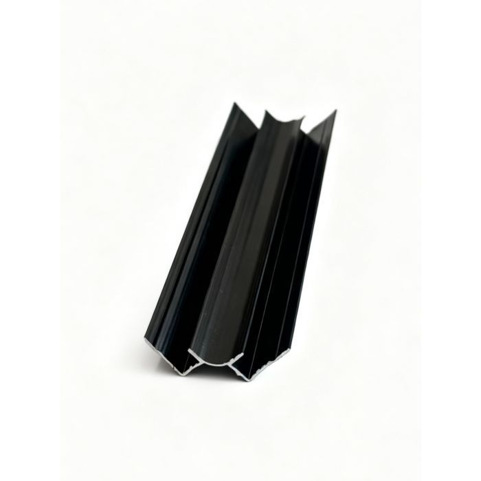 $6.990 TIRA PERFIL ALUM CURVA EXTER PANEL COLOR NEGRO  LARGO 2.4 MT