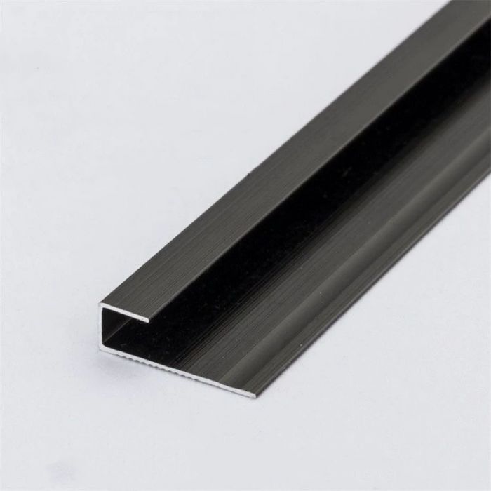 $6.990 TIRA PPERFIL ALUM TERMINAL PANEL COLOR NEGRO LARGO 2.4 MT