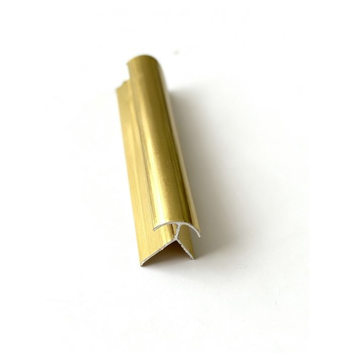 $6.990 TIRA PERFIL ALUM CURVA EXTER PANEL SPC  ORO LARGO 2.4 MT