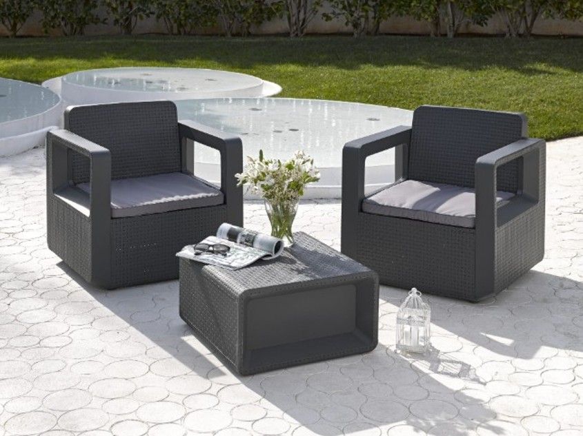 $199.900  JUEGO TERRAZA VENUS TETE A TETE GRAFITO 3 PIEZAS