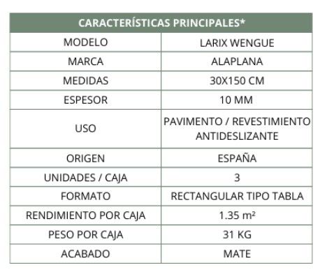 $ 22.990 M2 PORCELANATO LARIX WENGE MATE 30X150 CMS CAJA 1,35 M2
