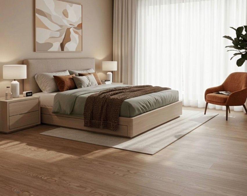 $17.990 M2 PISO FLOTANTE HIDROFUGO 8.0 MM NATURE BROWN OAK   19.2 CM X 1,286 MT CAJA 2.469 M2