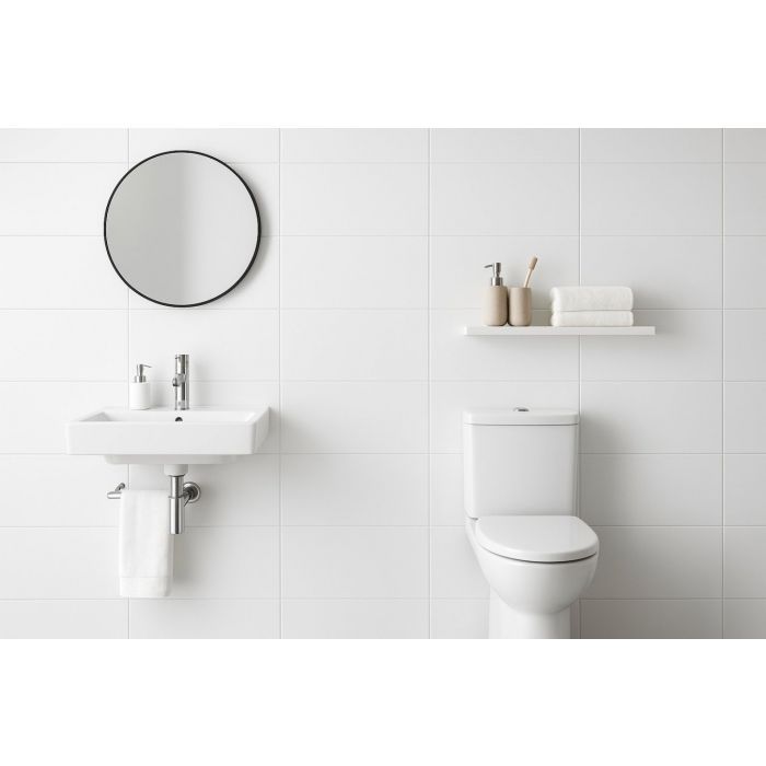 $ 9,990  M2 CERAMICA RECT.  BLANCO BRILLO  30X60 CM   CAJA 1.44 M2