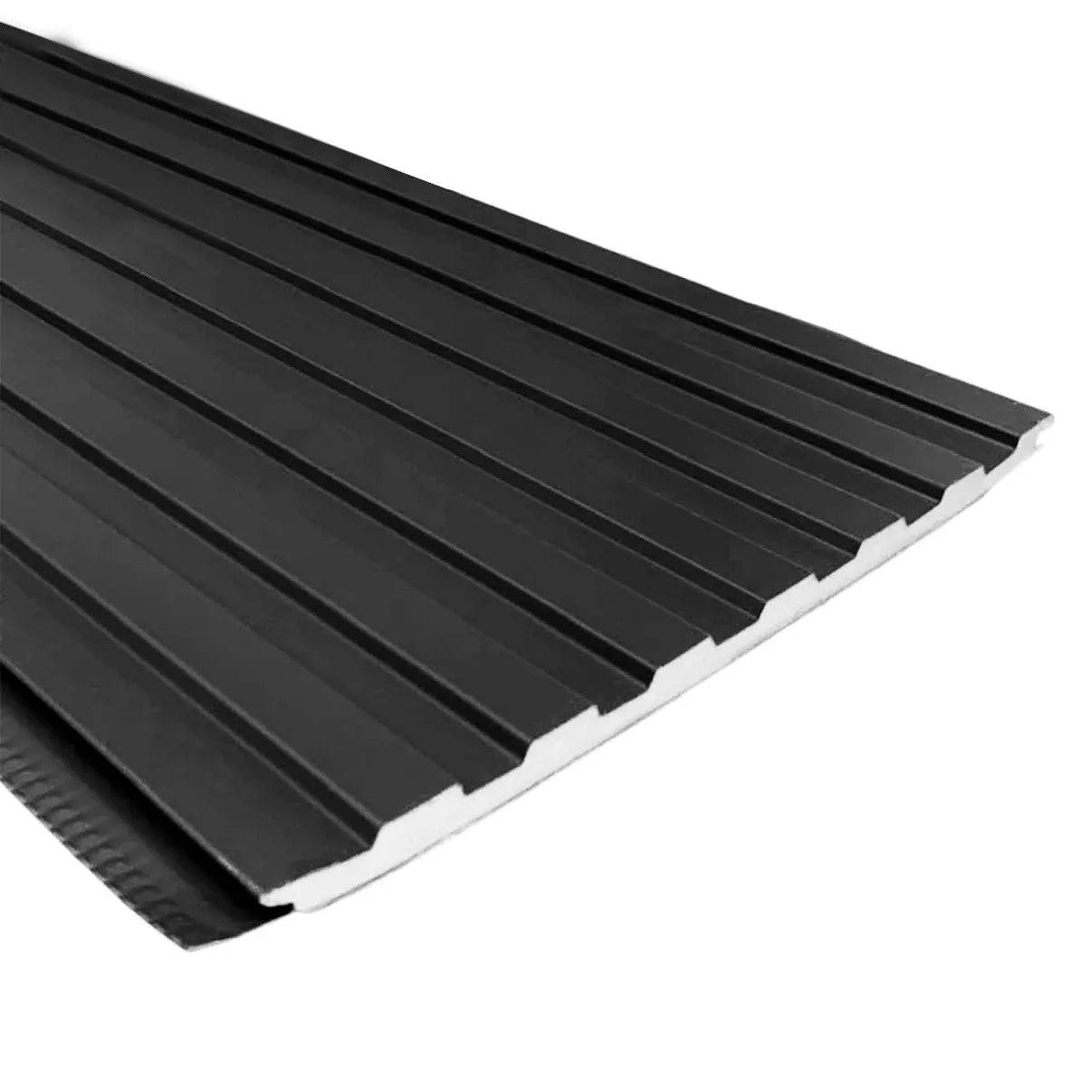$139.900  CAJA  REVESTIMIENTO METAL SIDING ACANALADO NEGRO,  MIDE: 38 CM X 2.9 MT , ESPESOR 1.6 CMS , UNIDADES EMPAQUE 8 , RINDE CAJA 8.9 M2