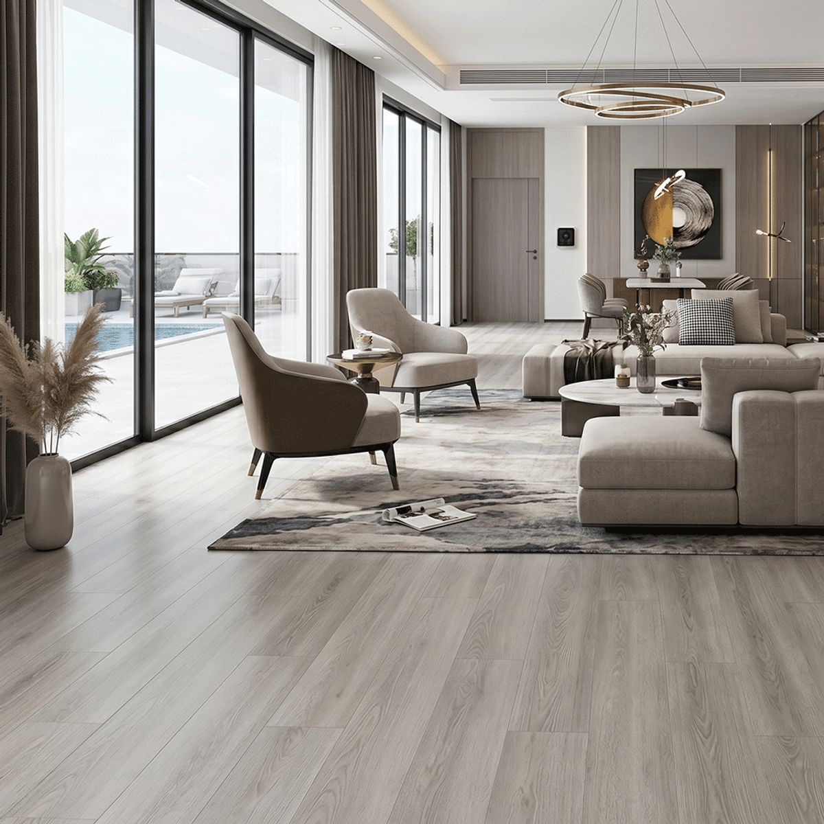 $9.490 M2  PISO FLOTANTE  8.3 MM WHITE GREY 19.8 CM X 1.218 MT CAJA  2,41164 M2