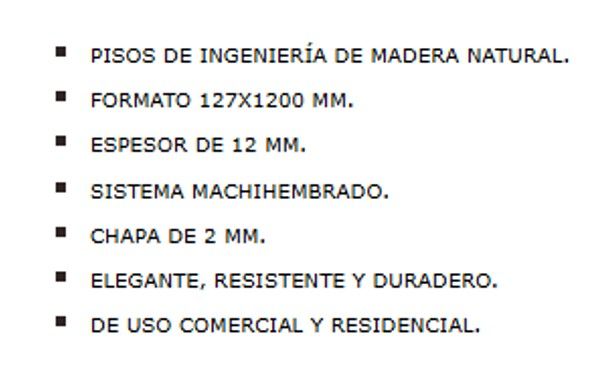 $ 59.990 MT2 PISO INGENIERIA 12 MM  MODELO AUSTRAL  MIDE : 12.7 CM X 1.2 MT  CAJA RINDE : 2.44 M2