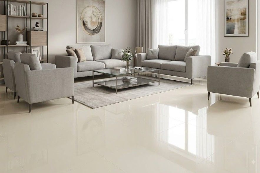 $9.990 M2  PORCELANATO PULIDO IVORY 60X60 CMS  CAJA 1,44 M2