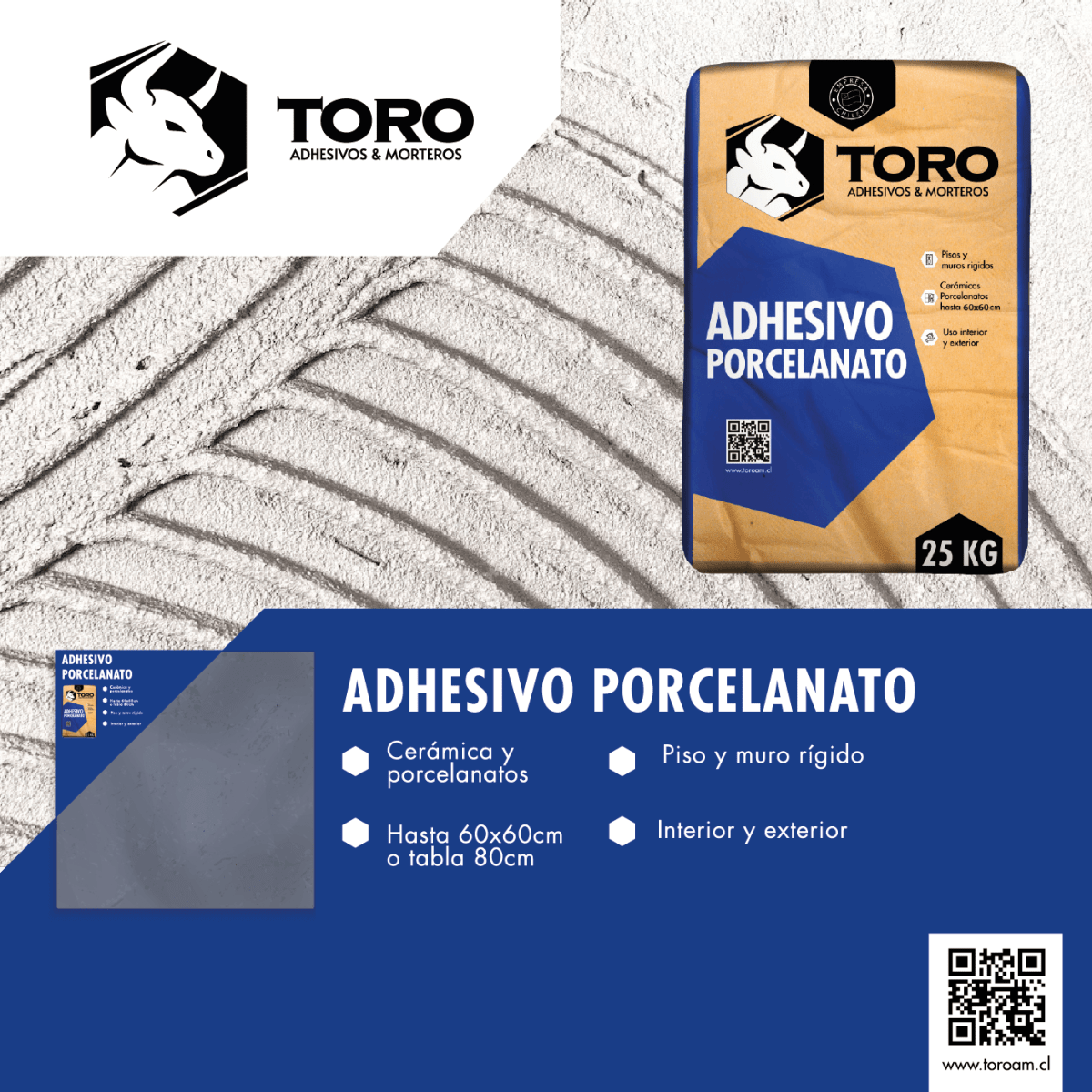 $ 9.990  SACO ADHESIVO PORCELANICO DOBLE ACCION TORO 25 KG