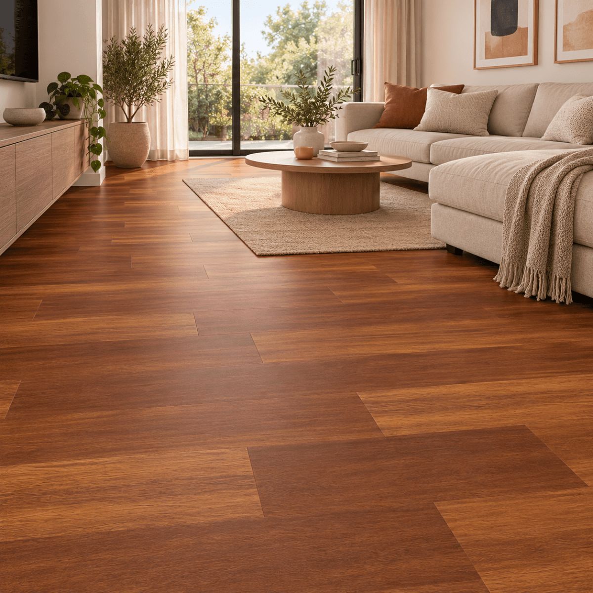 $9.990 M2  PISO FLOTANTE  7.0 MM JAKARTA MERBAU, 19.7 CM X 1.205 MT CAJA  2.849 M2
