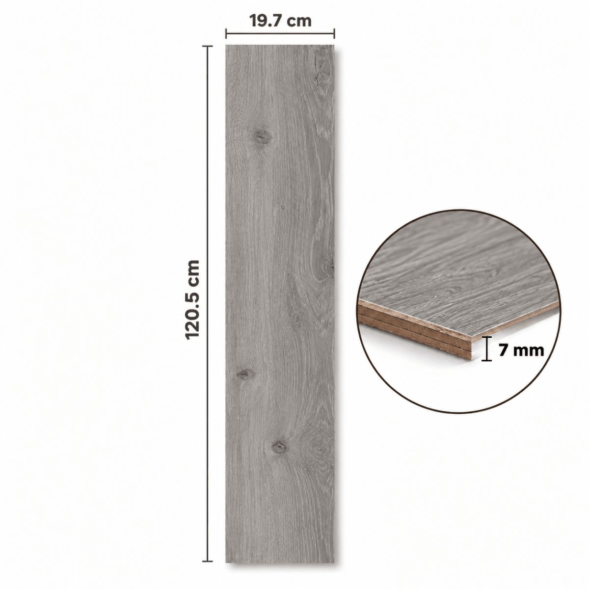 $9.990 M2  PISO FLOTANTE  7.0 MM NILE OAK , 19.7 CM X 1.205 MT CAJA  2.849 M2
