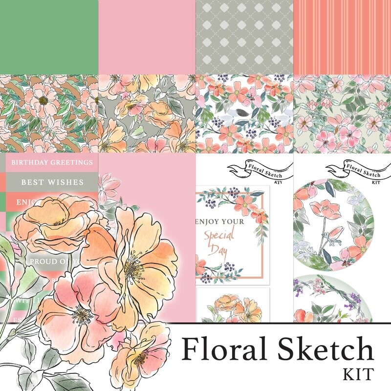 Floral Sketch Digital Kit