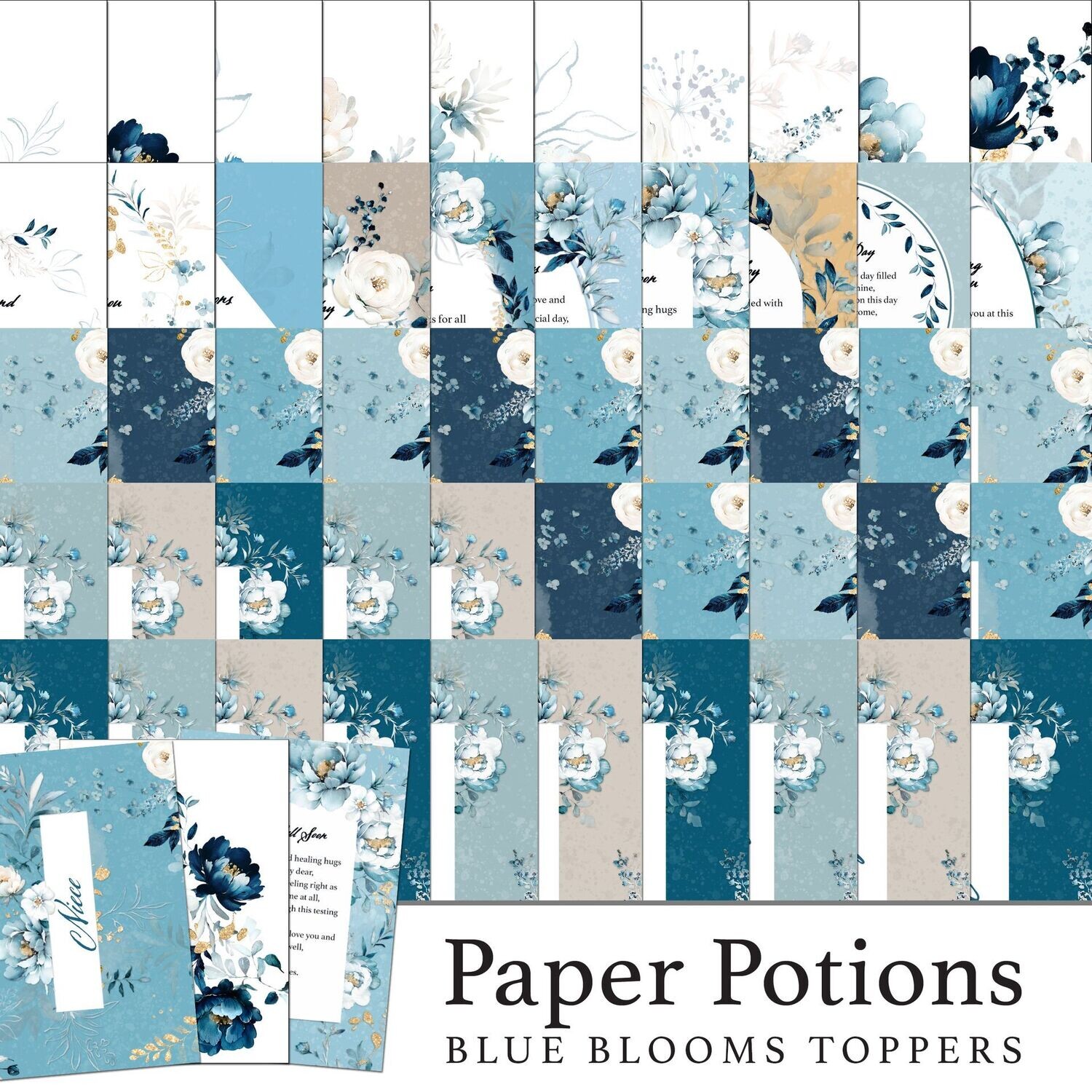 Paper Potions - Blue Blooms Toppers Digital Kit