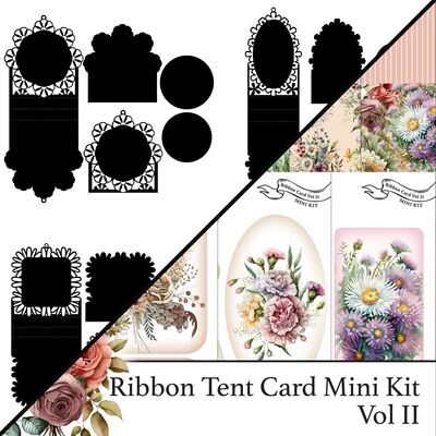 Ribbon Tent Cards Vol II SVGs & Complementing Mini Kit Vol II Digital Bundle