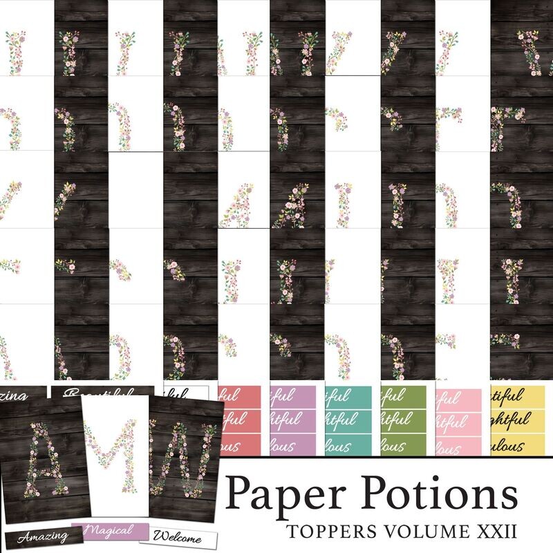 Paper Potions  - 104 Toppers (with 8 x A4 Emotive Word Sheets) Vol XXII Digital Kit