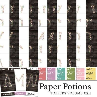 Paper Potions - 104 Toppers (with 8 x A4 Emotive Word Sheets) Vol XXII Digital Kit