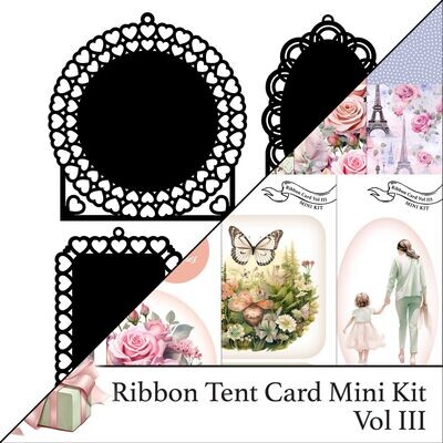 Ribbon Tent Cards Vol III SVGs & Complementing Mini Kit Vol III Digital Bundle