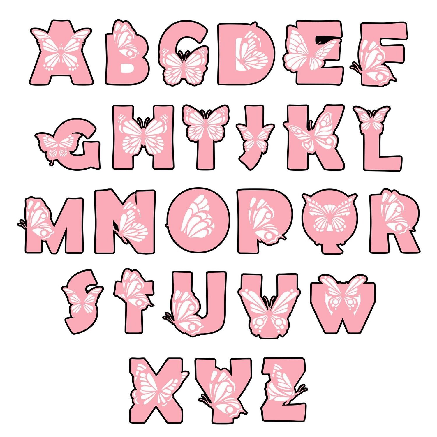 Butterfly Alphabet SVGs