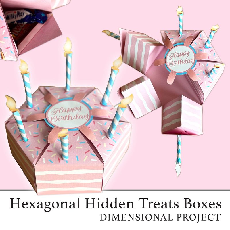 Hexagonal Hidden Treats Boxes Dimensional Project Digital Kit