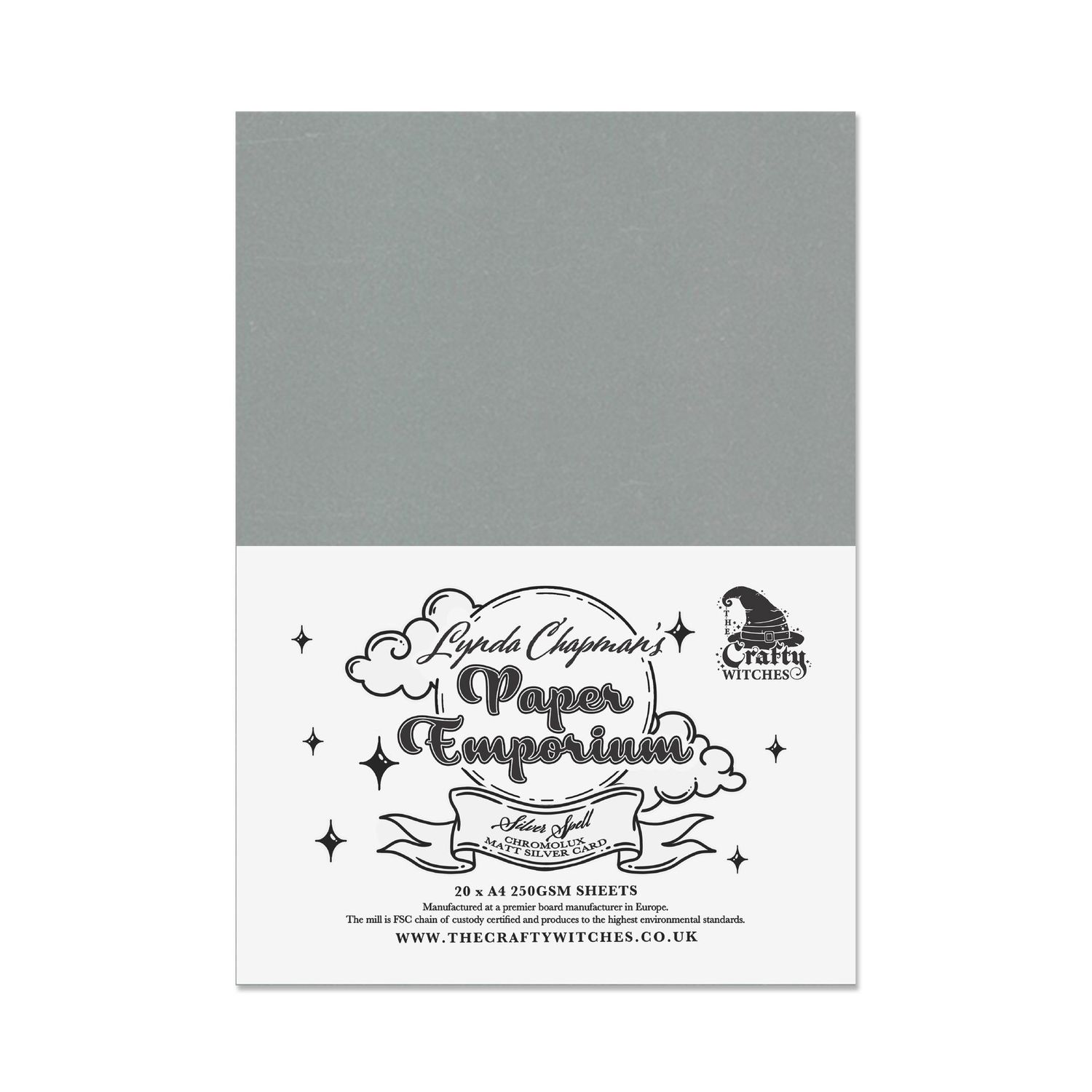 Lynda Chapman's Paper Emporium - 'Silver Spell' Chromolux Matt Silver Card 20 x 250gsm A4 Sheets