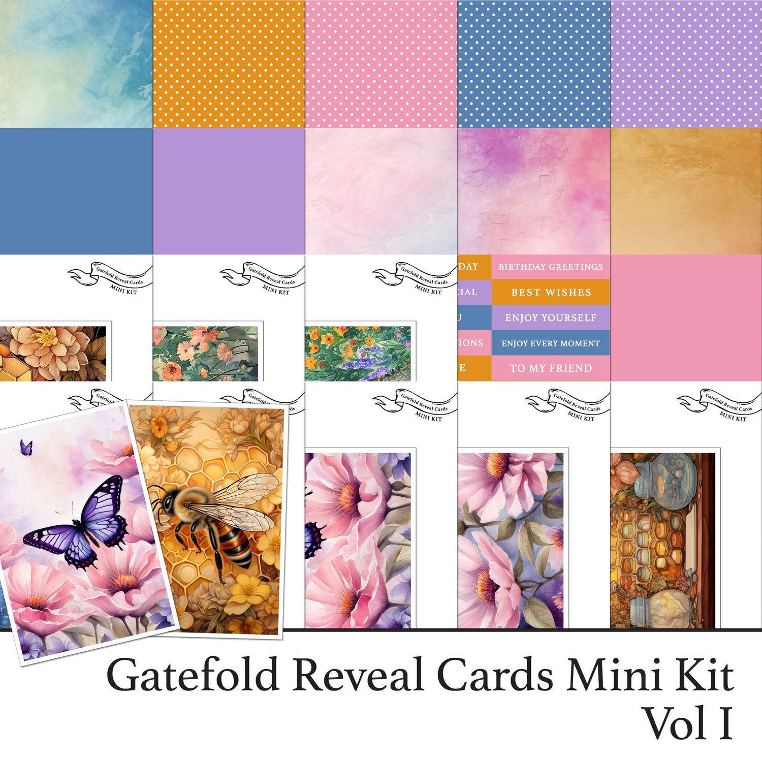 Gatefold Reveal Cards Mini Kit Vol I Digital Kit