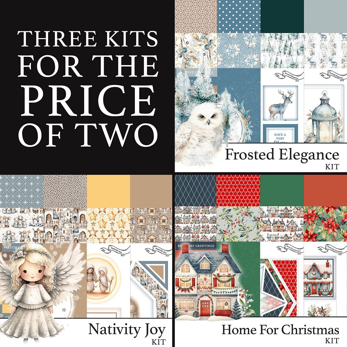 3 for 2 - Frosted Elegance Digital Kit, Nativity Joy Digital Kit & Home For Christmas Digital Kit
