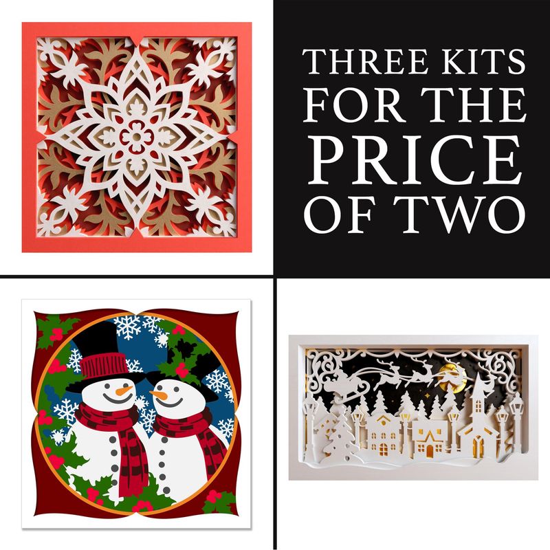 3 for 2 Christmas Village Project SVG, Festive Mandala SVG, Snowy Love Layered Frame Project SVG - SVG Cutting File Bundle