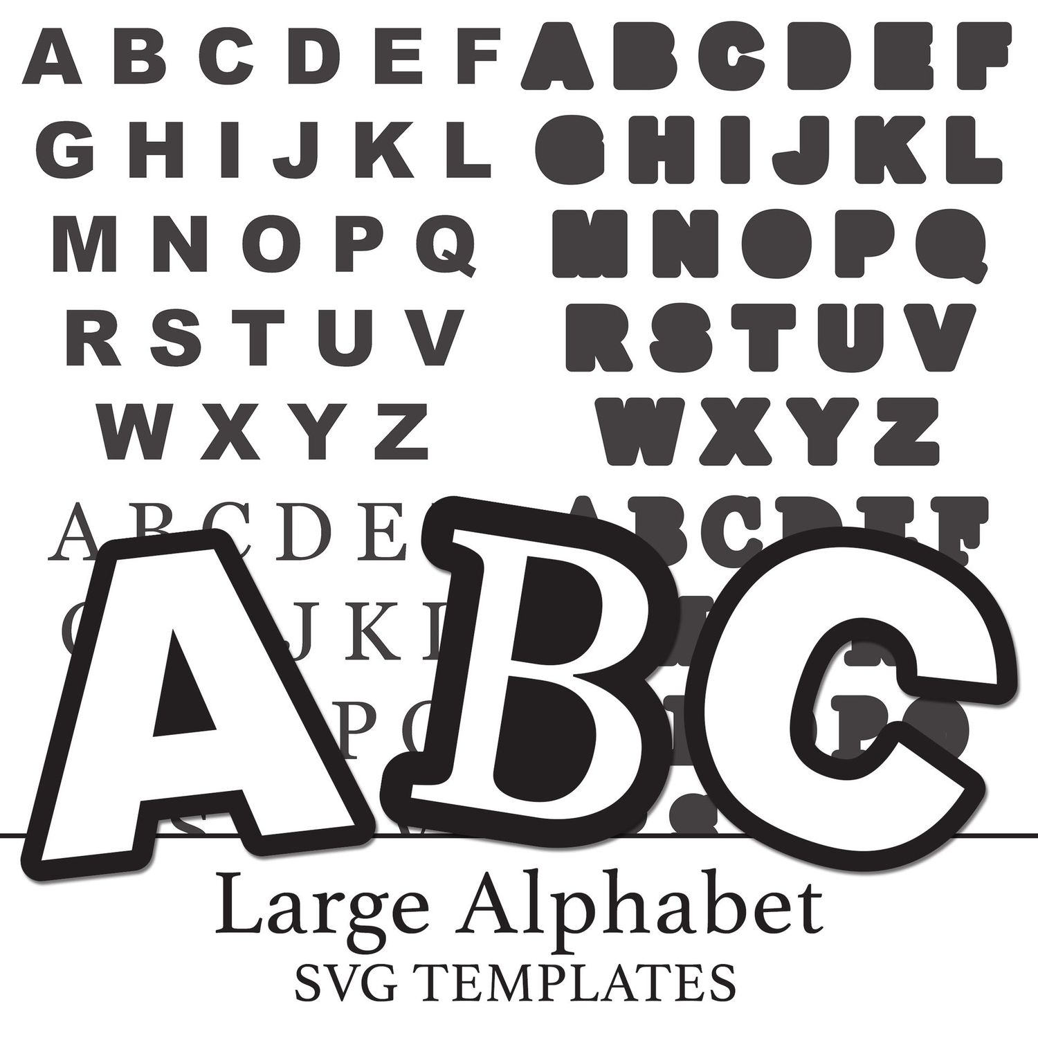 Paper Charms Large Alphabets SVG Templates