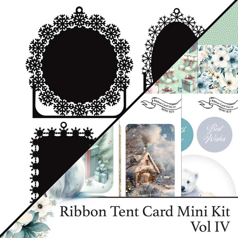 Ribbon Tent Cards Vol IV SVGs & Complementing Mini Kit Vol IV Digital Bundle