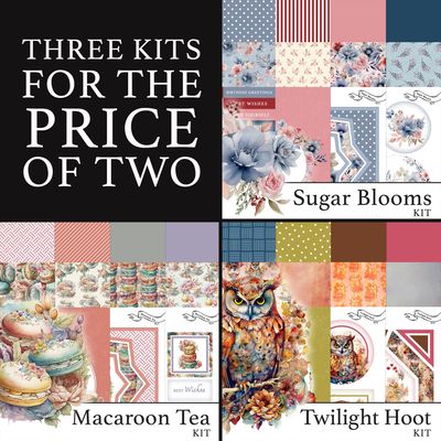 3 for 2 - Macaroon Tea Digital Kit, Sugar Blooms Digital Kit & Twilight Hoot Digital Kit