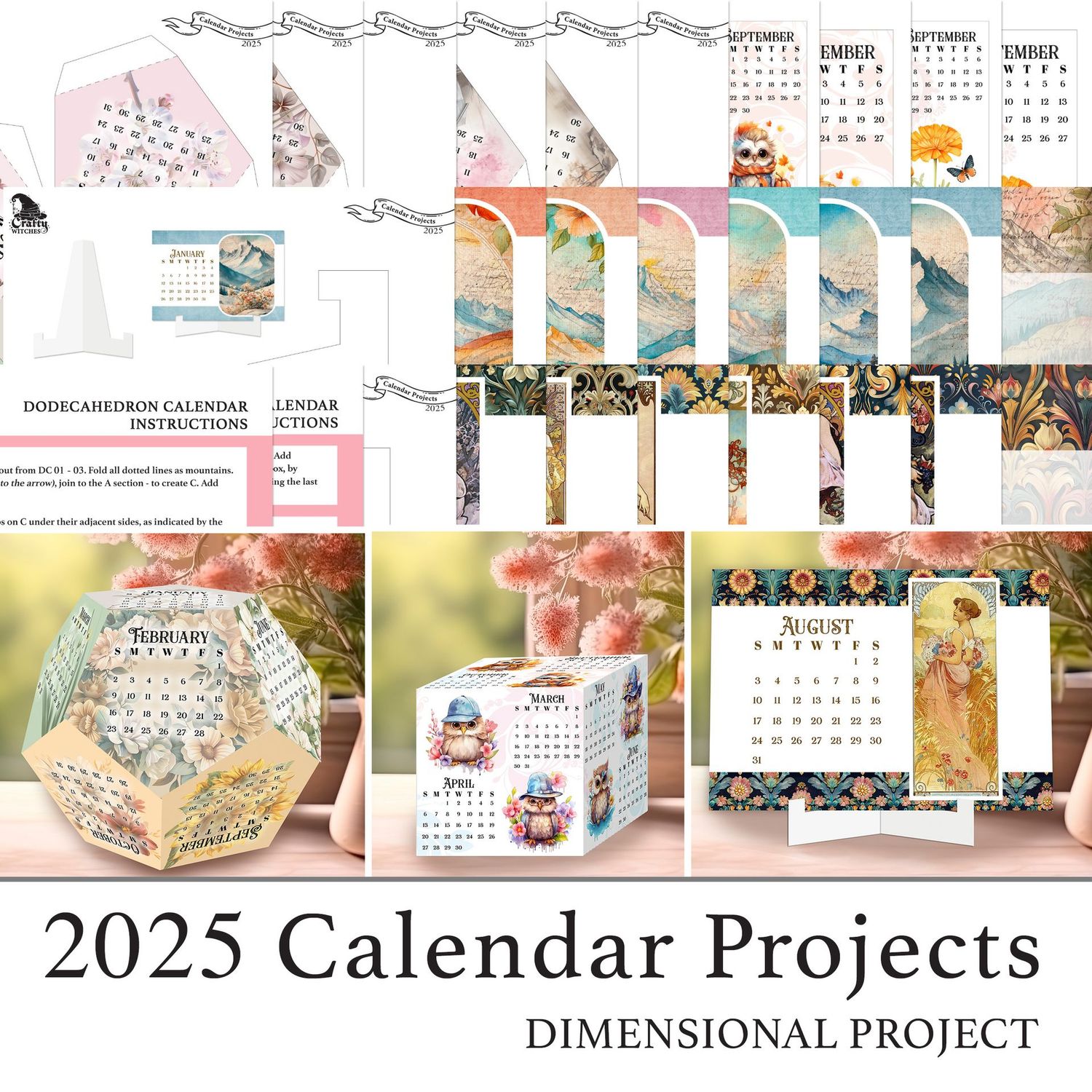 2025 Calendar Dimensional Projects Digital Kit