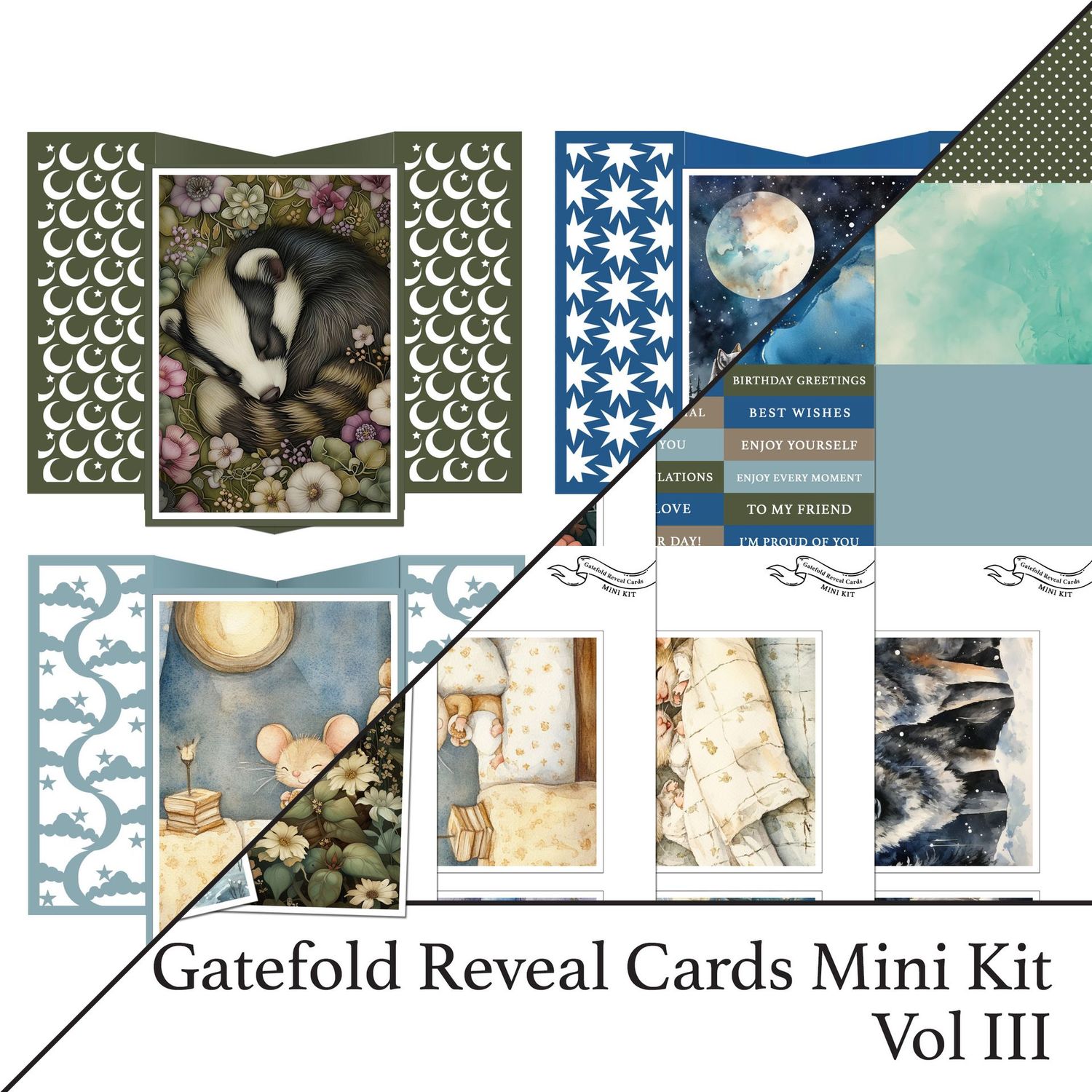 Twilight Gatefold Reveal Cards Vol III SVGs & Complementing Mini Kit Vol III Digital Bundle