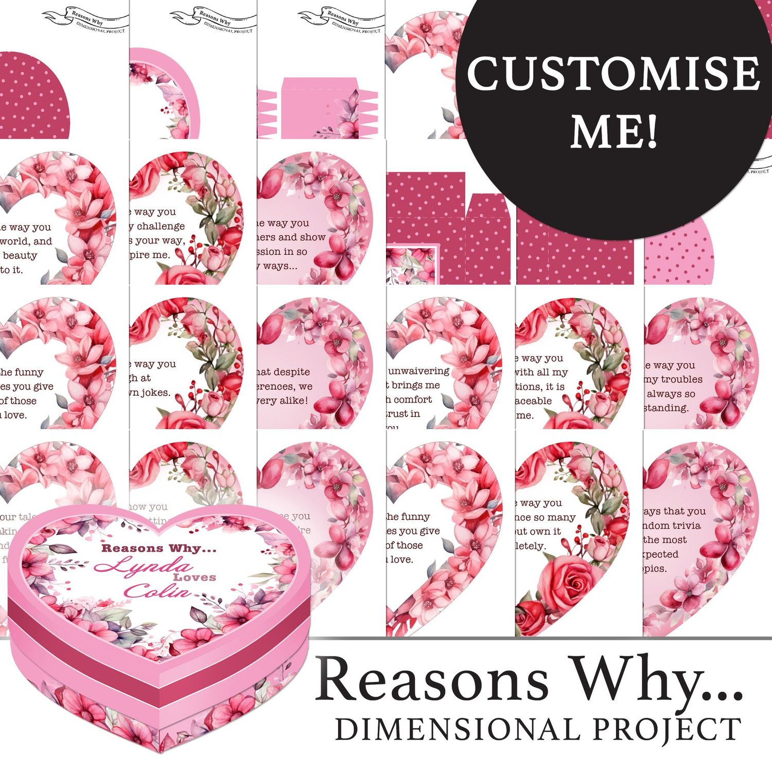 CUSTOMISABLE Reasons Why... Dimensional Project Digital Kit