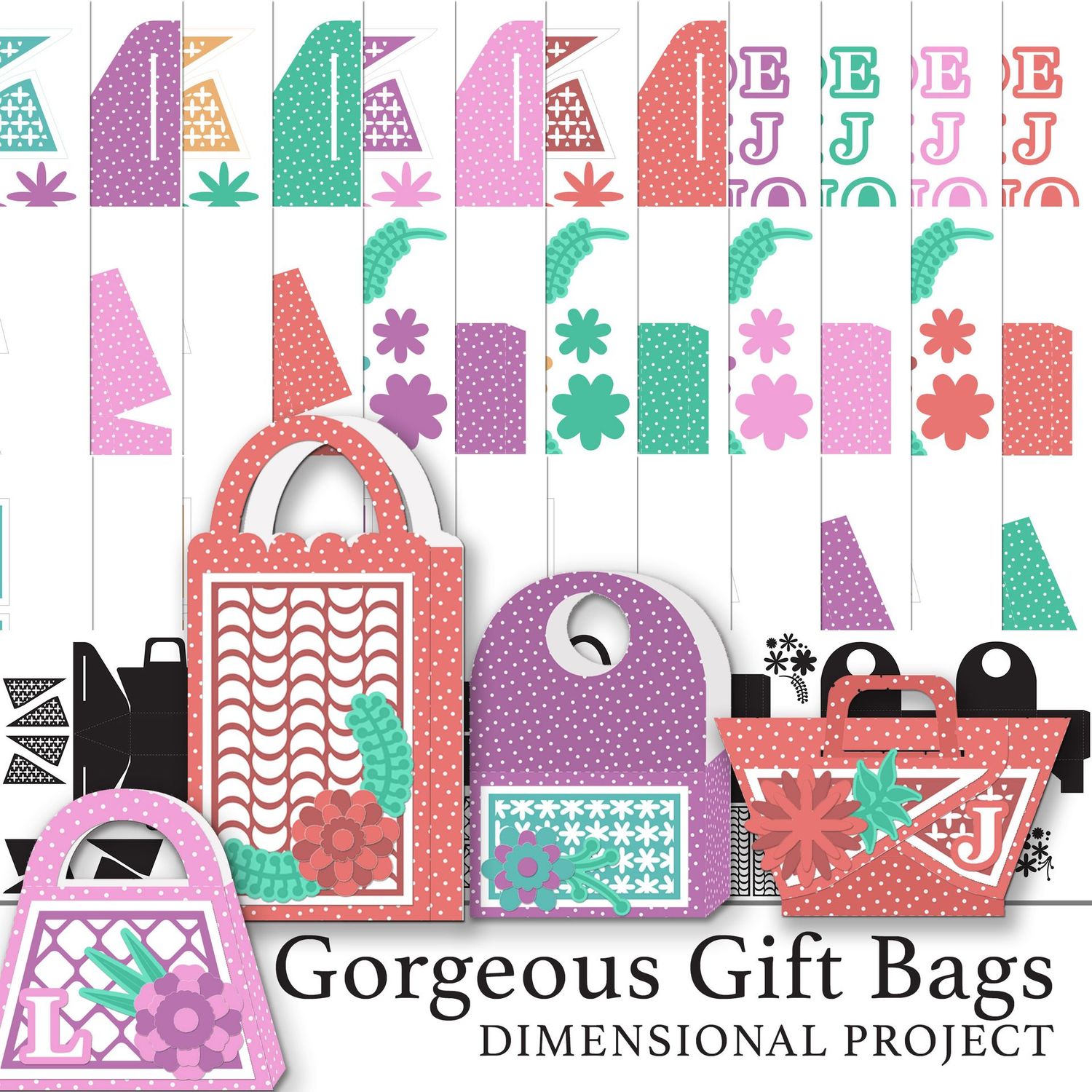 Gorgeous Gift Bags Dimensional Project Digital Kit