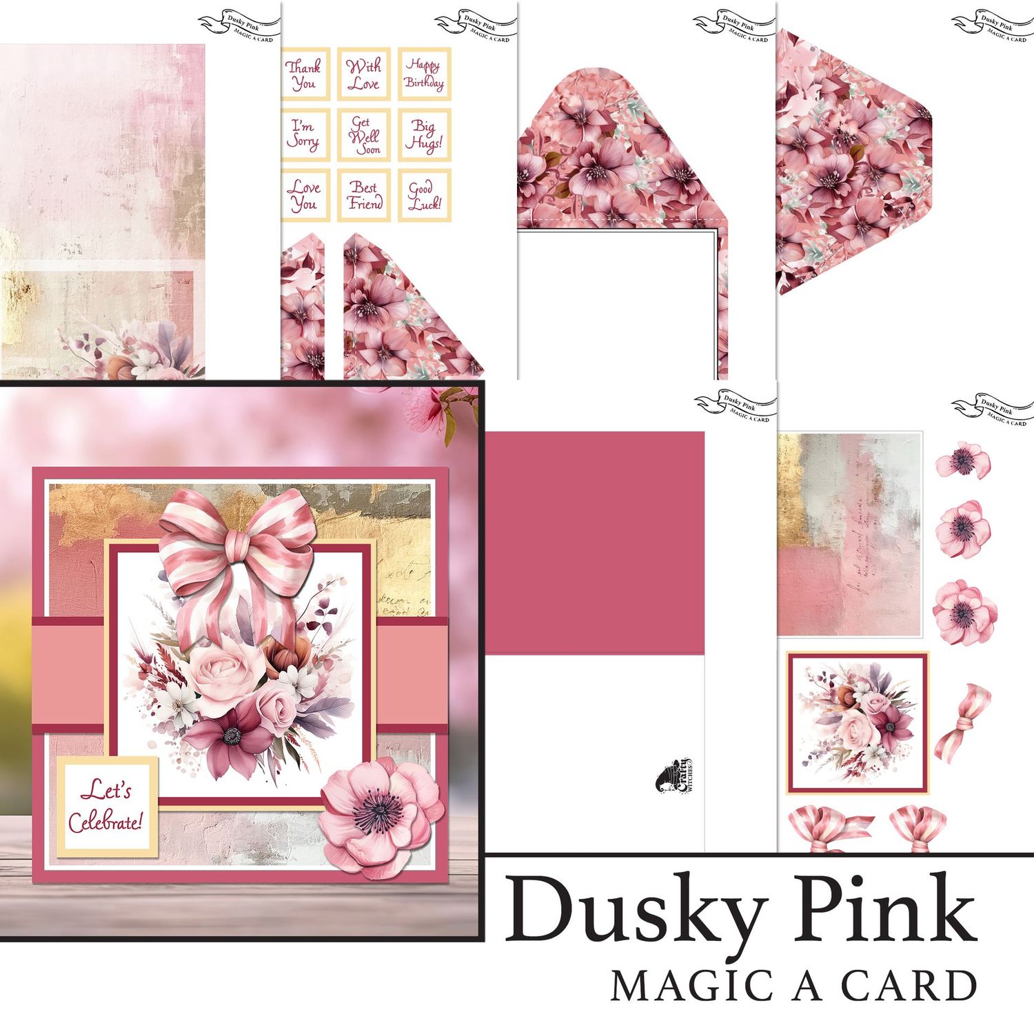 Dusky Pink 'Magic A Card' Individual Digital Card Kit
