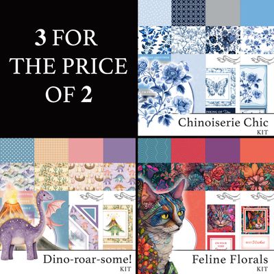 3 for 2 - Chinoiserie Chic Digital Kit, Dino-roar-some Digital Kit & Feline Florals Digital Kit