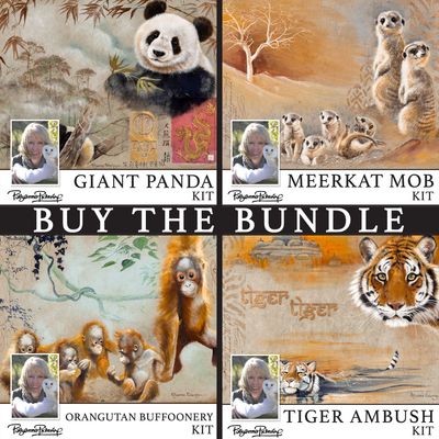 Pollyanna Pickering's 4 for 3 - Giant Panda, Meerkat Mob, Orangutan Buffoonery & Tiger Ambush Digital Kits
