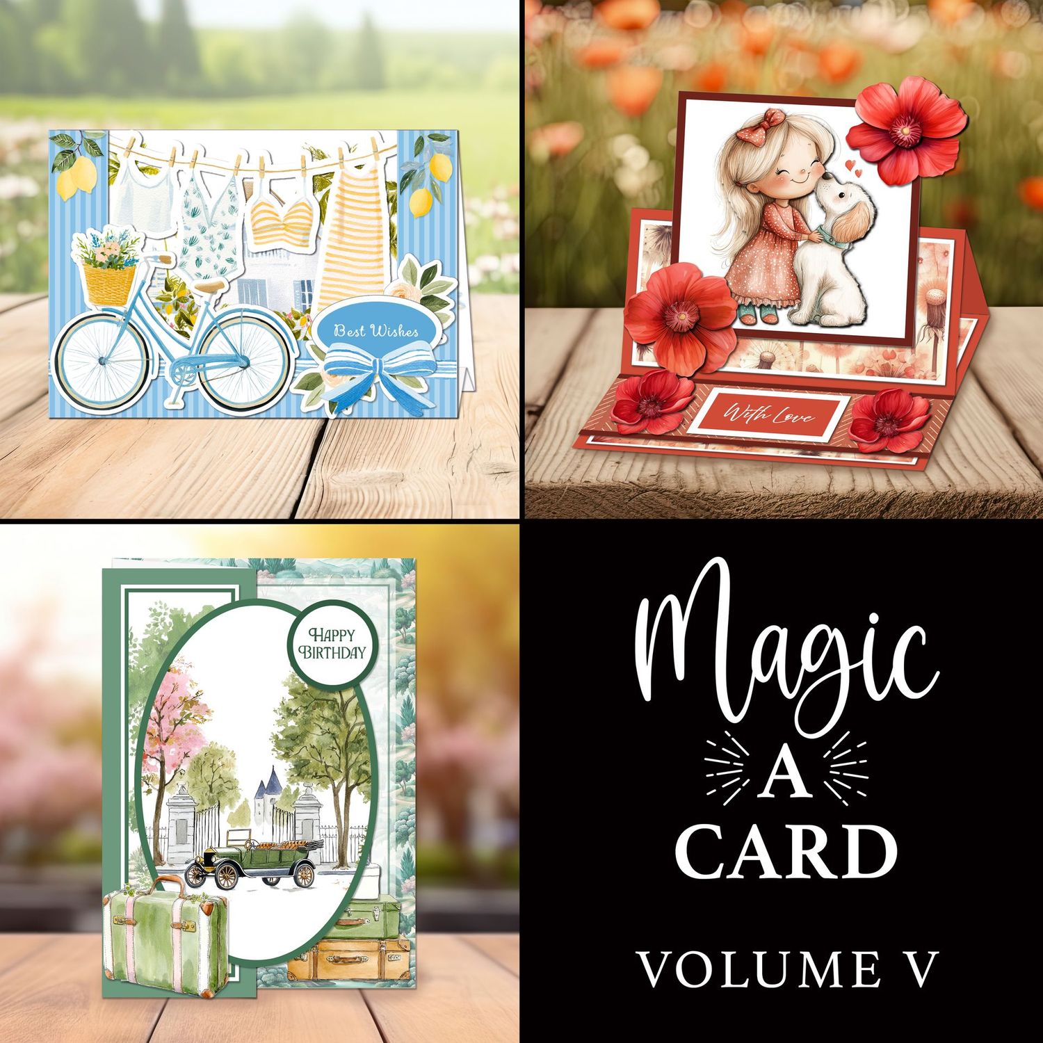 'Magic A Card' Volume V - Laundry Day, Puppy Cuddles & Sunlit Drive Individual Digital Card Kit
