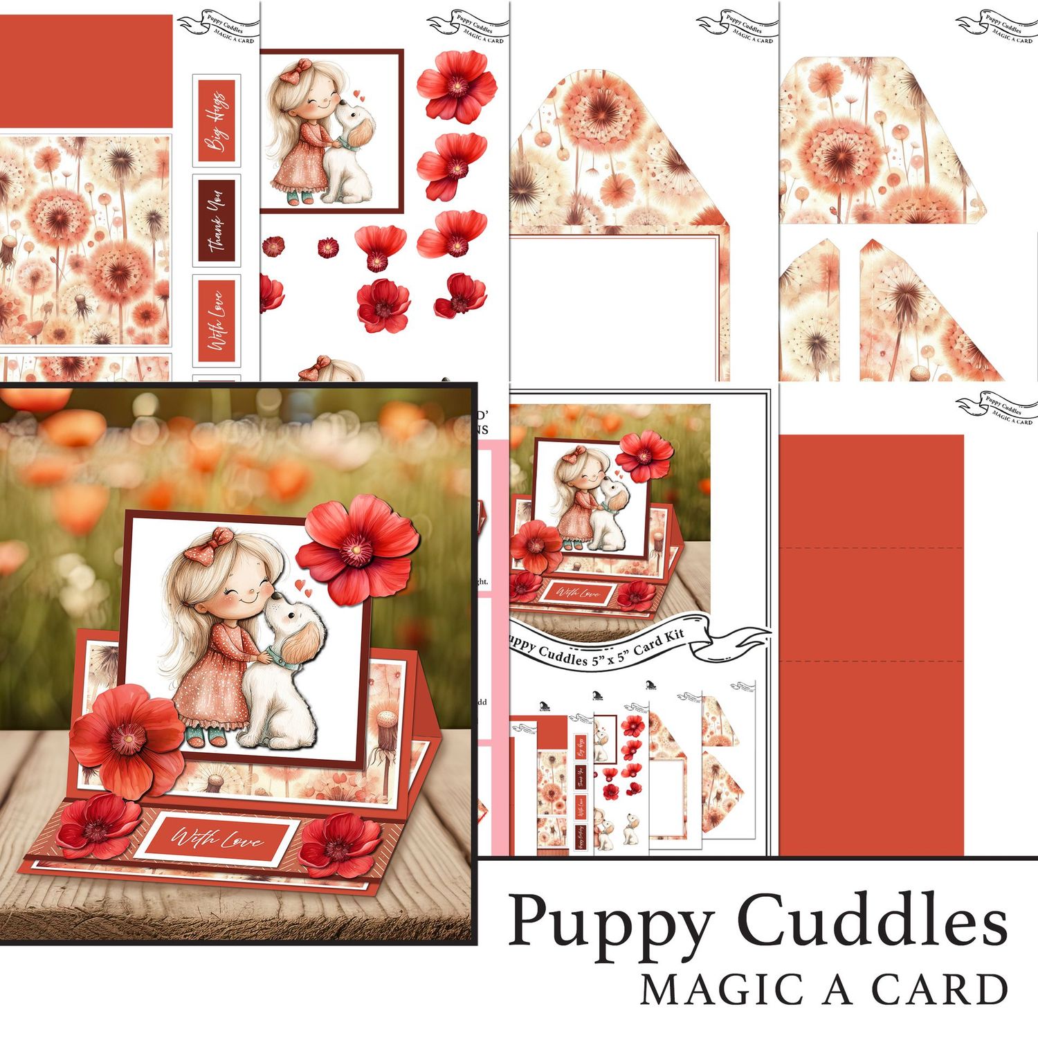 Puppy Cuddles 'Magic A Card' Individual Digital Card Kit