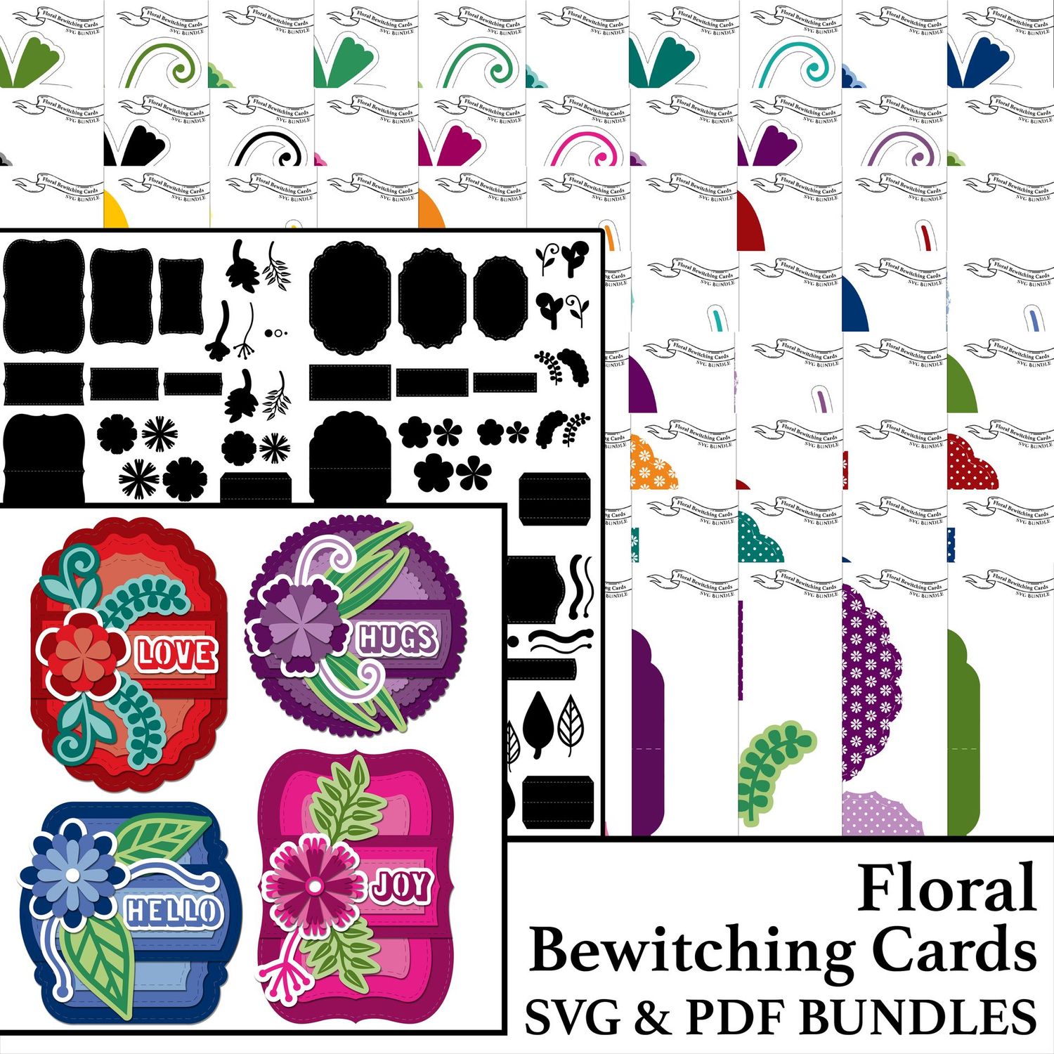 Floral Bewitching Cards SVG & PDF Bundles