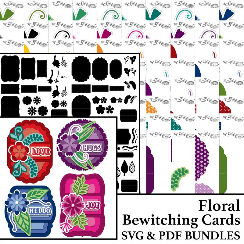 Floral Bewitching Cards SVG & PDF Bundles