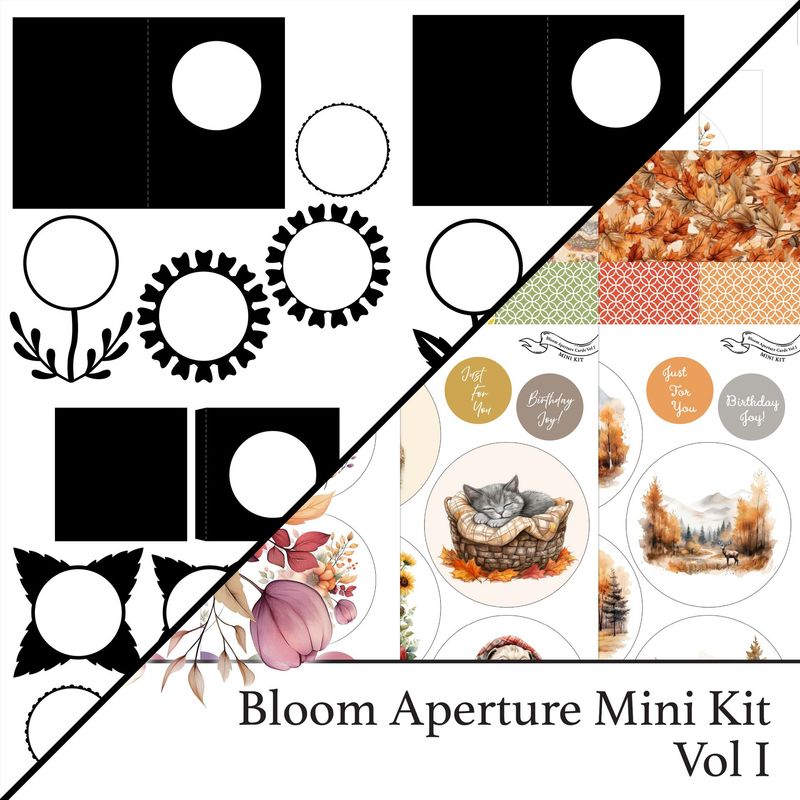 Bloom Aperture Cards Vol I SVGs & Complementing Mini Kit Vol I Digital Bundle